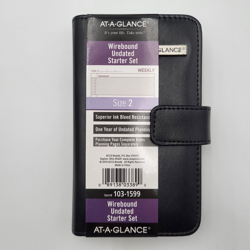 New! AT-A-GLANCE Undated Windsor Slim Profile Starter Set, Wirebound, Black